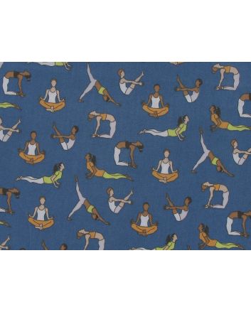 Yoga Pose Polycotton Print, Navy