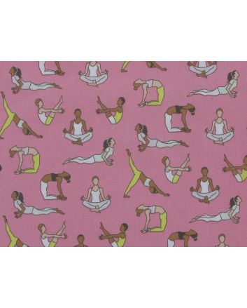 Yoga Pose Polycotton Print, Pink