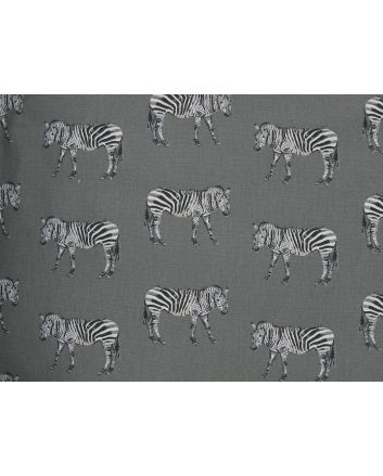 Zebra Parade Cotton Curtain Fabric, Charcoal