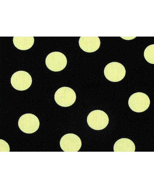 1 Inch Polka Dot Cotton Print Black and Yellow