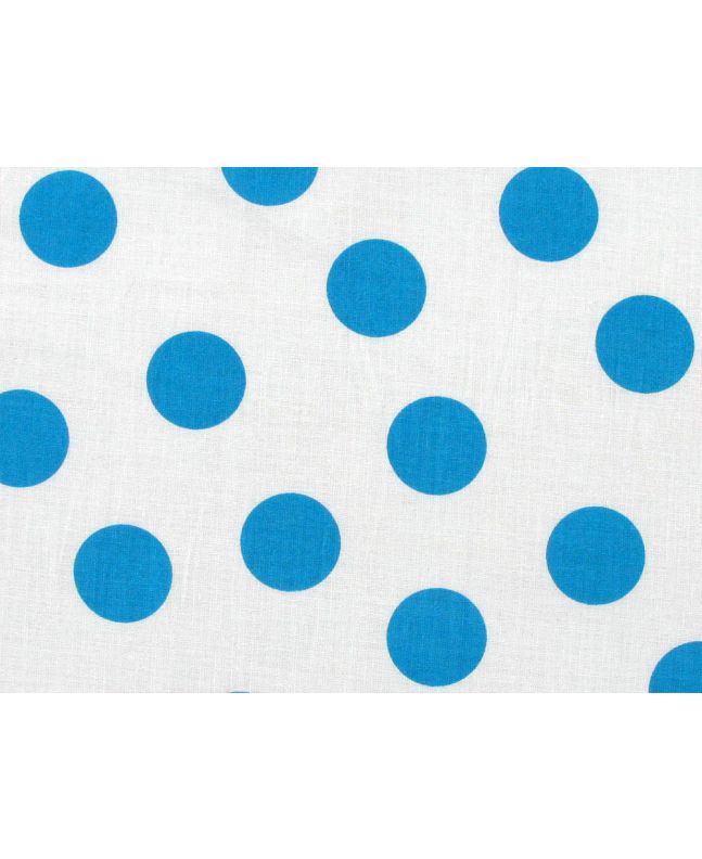 1 Inch Polka Dot Cotton Print White and Blue