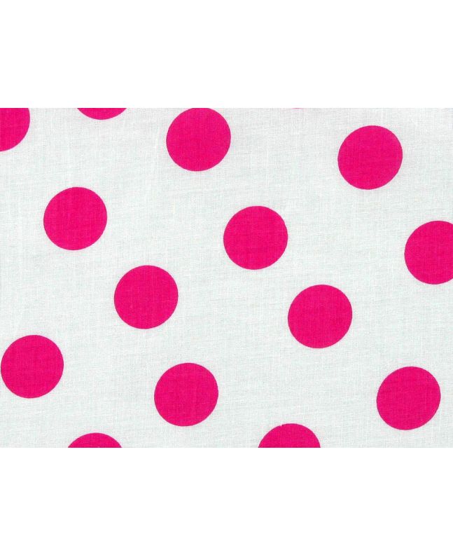 1 Inch Polka Dot Cotton Print White and Pink