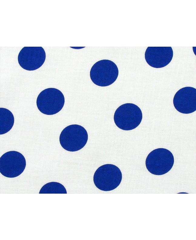 1 Inch Polka Dot Cotton Print White and Royal