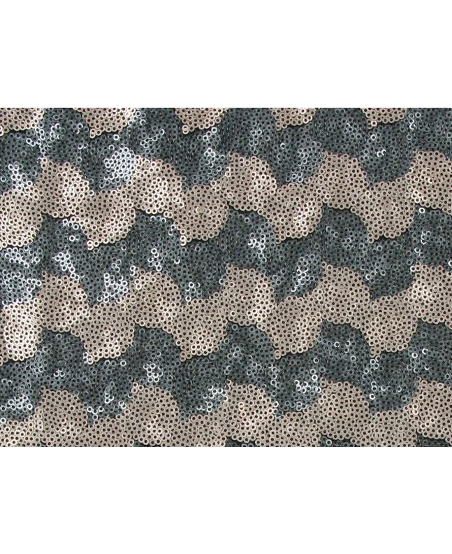 3mm Sequin Tulle with Two Tone Wave, Grey and Gold