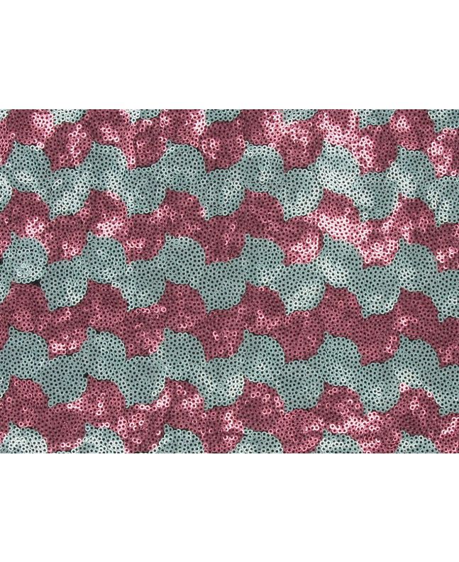 3mm Sequin Tulle with Two Tone Wave, Pink and Aqua