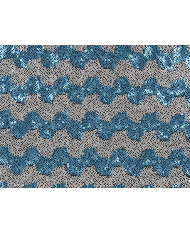 3mm Sequin Tulle with Two Tone Wave, Silver and Blue