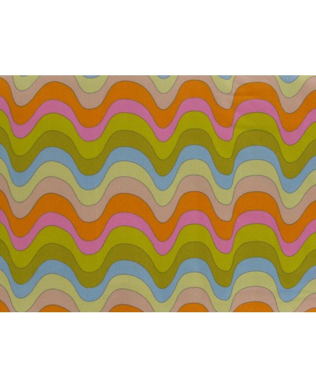70s Rainbow Wave Printed Cotton Needlecord