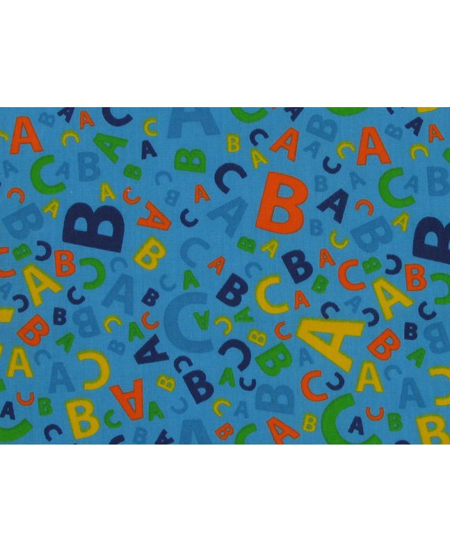 Abc Polycotton Print, Blue