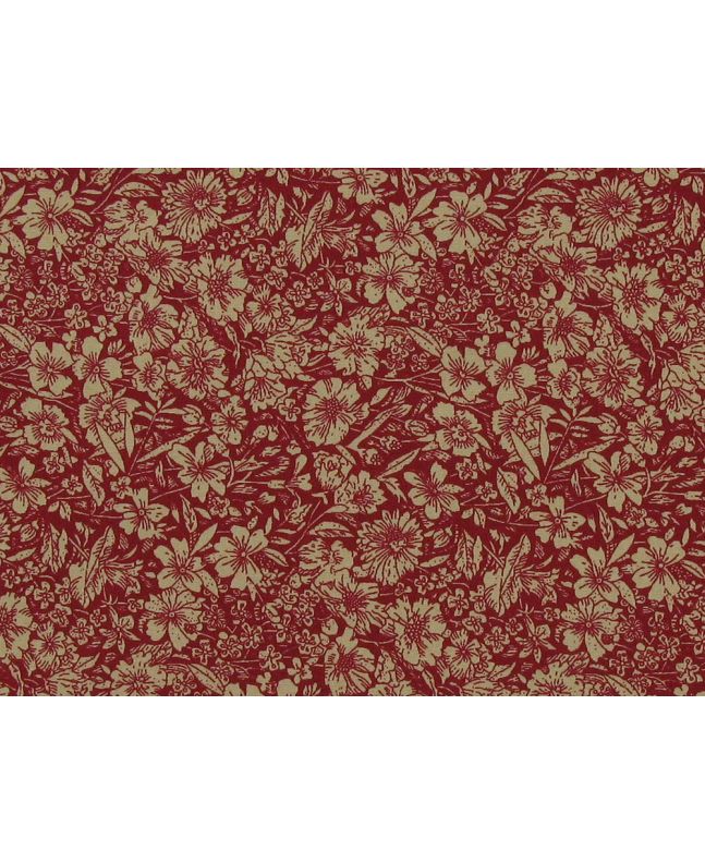 Allover Flower Silhouette Cotton Poplin, Beige and Wine