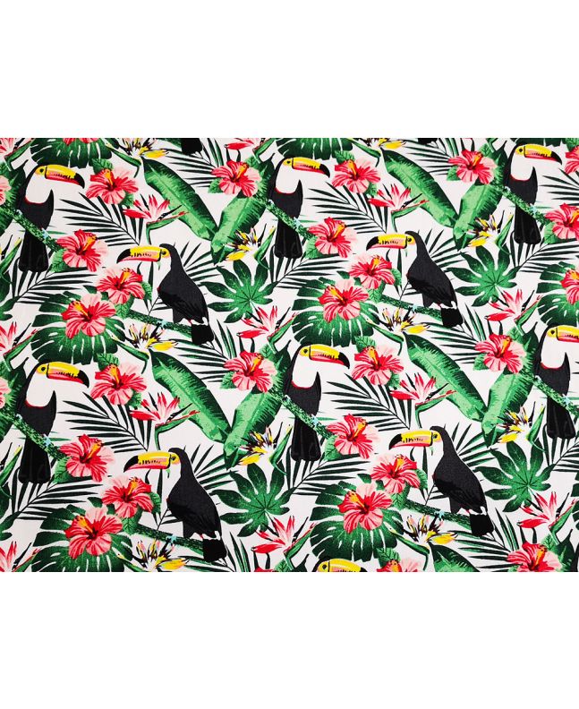 Amazonian Toucan Cotton Print, White
