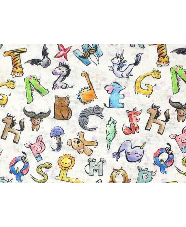 Animal Alphabet Cotton Print