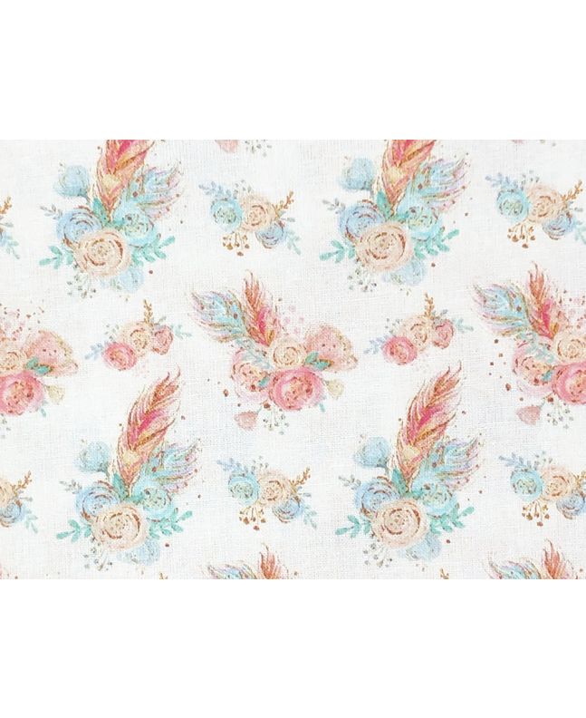 Animal Chic Cotton Print, Campout, Feather Flowers
