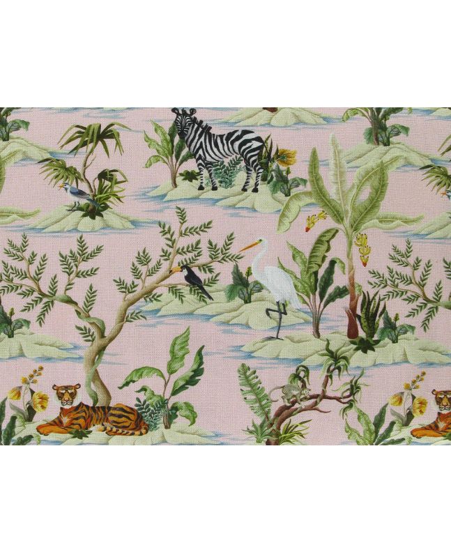Animal Kingdom Printed Linen Blend, Salmon
