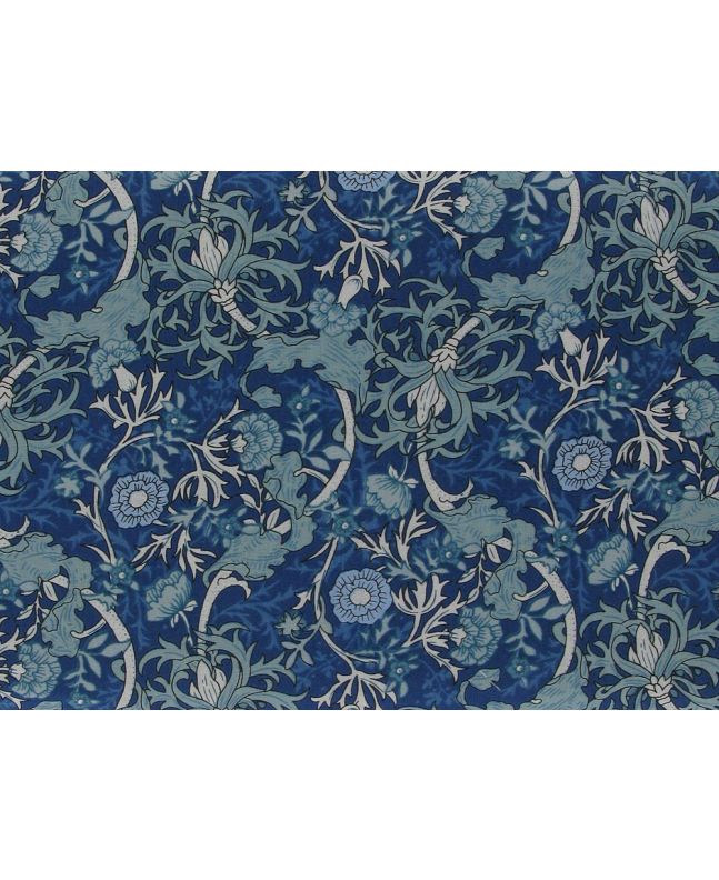 Art Nouveau Swirls Cotton Poplin, Blue