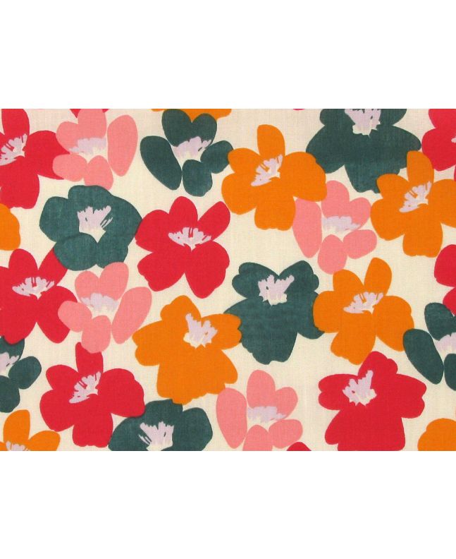 Arty Flowers Polycotton Print, Cream