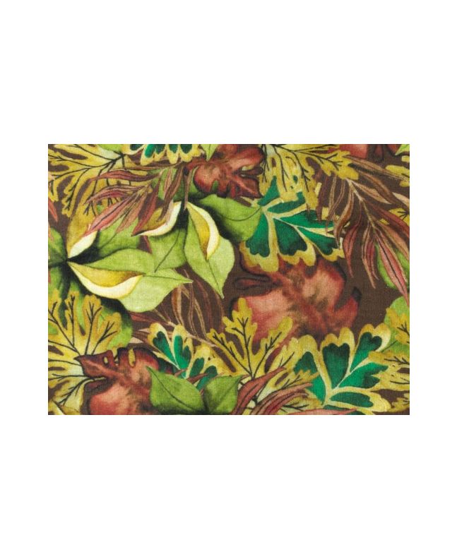 Autumn Leaves Cotton Double Gauze, Brown