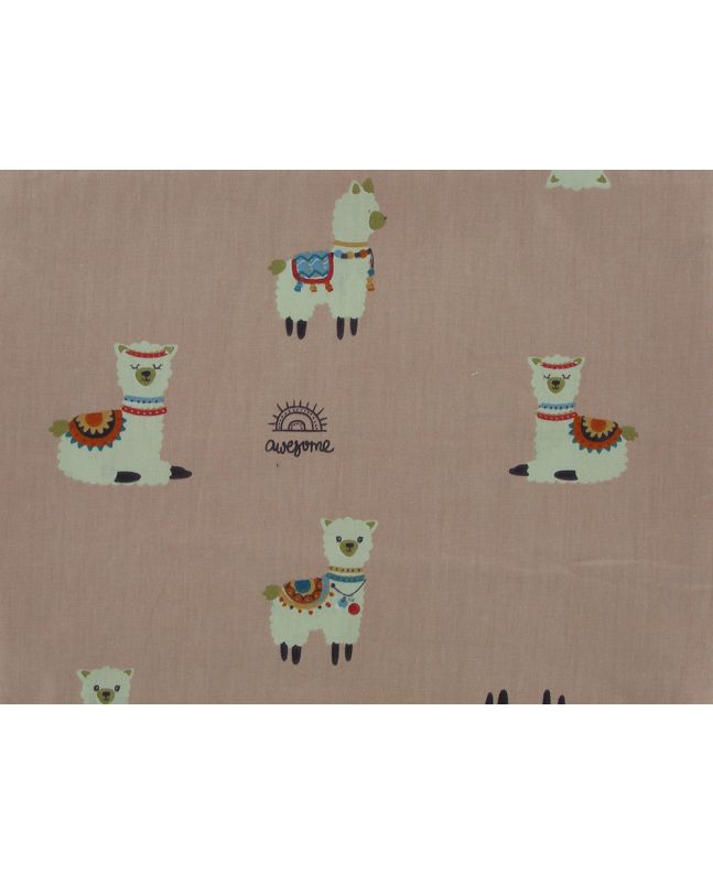 Awesoma Llama Cotton Print, Dusky Pink