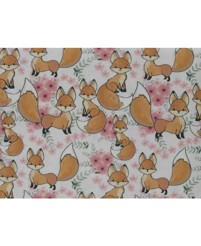Baby Fox Poppy Digital Cotton Print