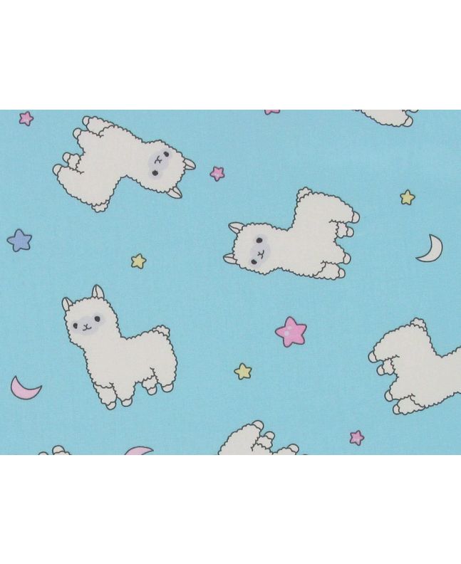 Baby Llama Night Cotton Poplin Print, Sky