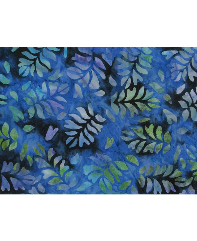 Bali Batik Cotton, Fern Leaf, Azure