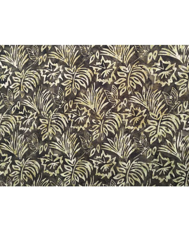 Bali Batik Cotton, Floral Butterfly, Cocoa