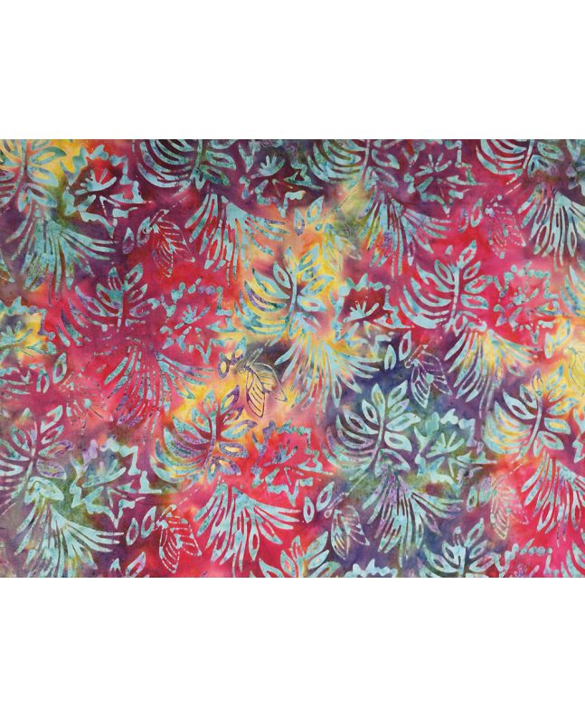 Bali Batik Cotton, Floral Butterfly, Red Glow