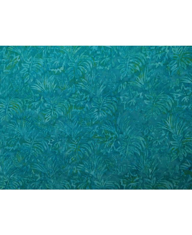 Bali Batik Cotton, Floral Butterfly, Turquoise