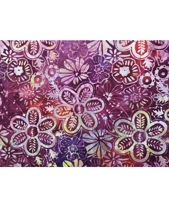Bali Batik Cotton, Meadow Flower, Plum