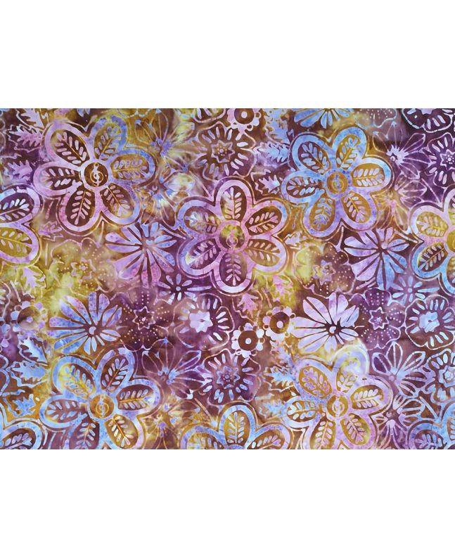 Bali Batik Cotton, Meadow Flower, Sangria