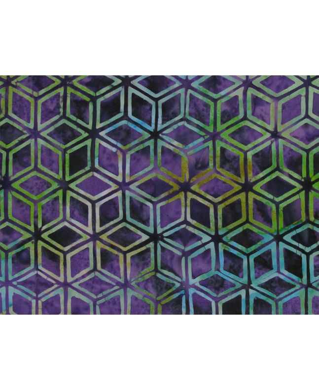 Bali Batik Cotton, Star Cube, Plum