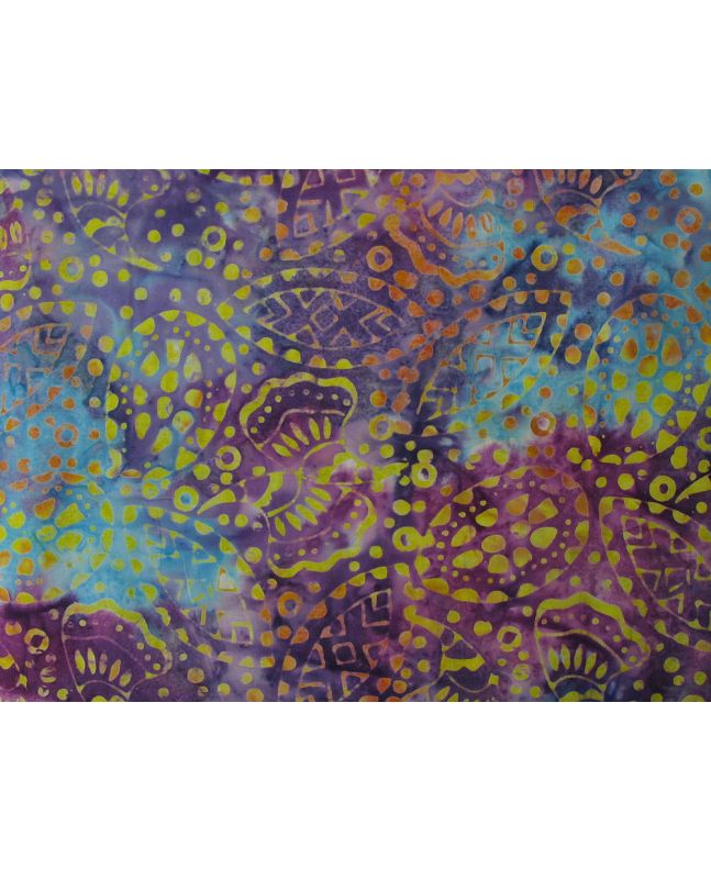 Bali Batik Cotton, Tribal Leaf, Sorbet