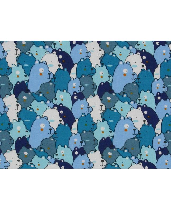 Bear Brigade Cotton Poplin Print, Blue