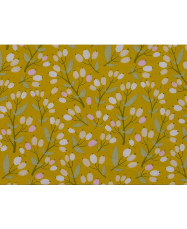 Berry Bliss Polycotton Print, Ochre