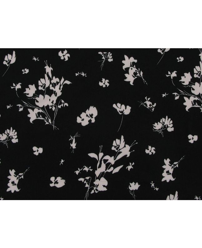Blossom Silhouette Viscose Print, Black