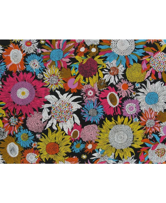 Bohemian Garden Cotton Print, Ebony