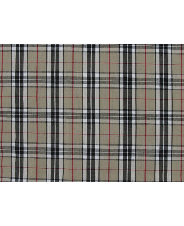 Bonnie Polycotton Woven Tartan, British Beige
