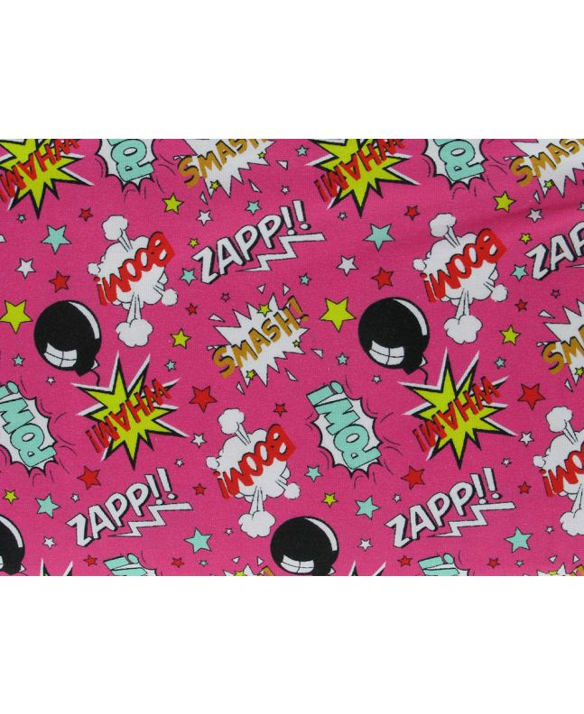 Boom Pow Wow Cotton Jersey, Cerise