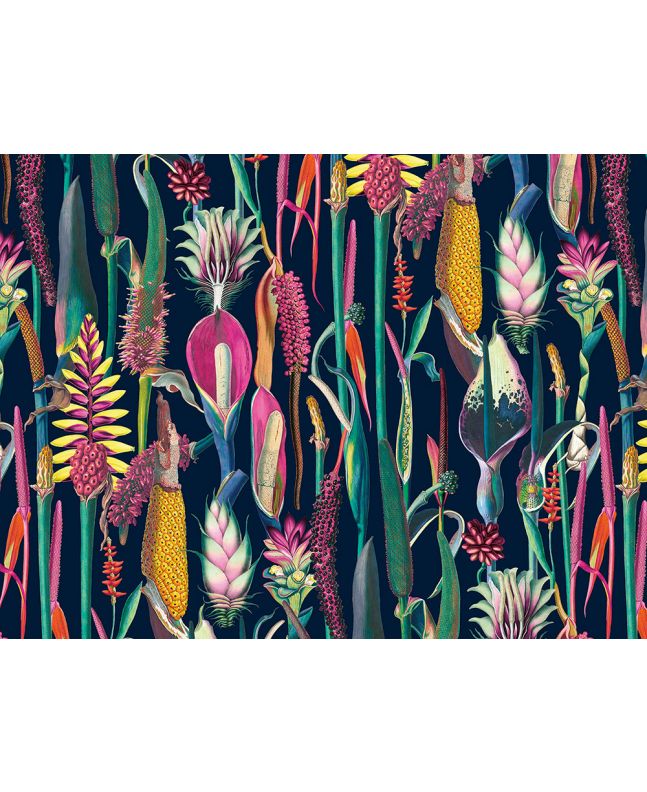 Botanical Wonders Printed Velvet, Navy