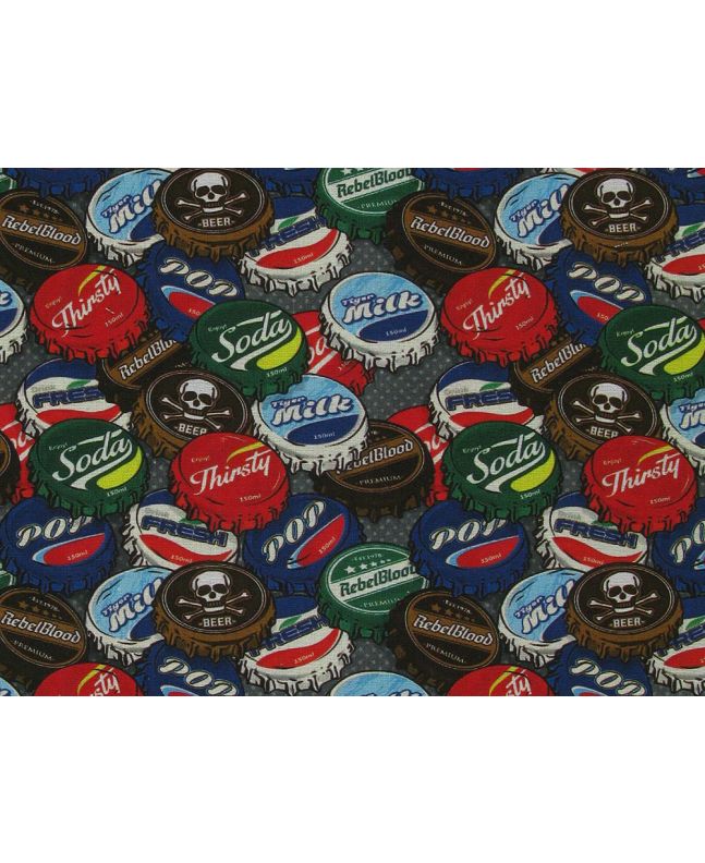 Bottle Caps Cotton Print