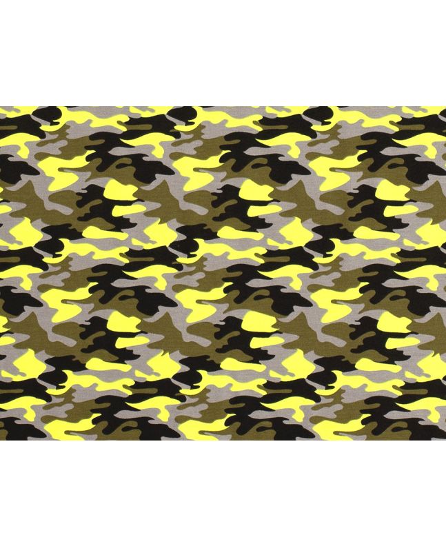 Bright Party Camouflage Cotton Jersey, Yellow