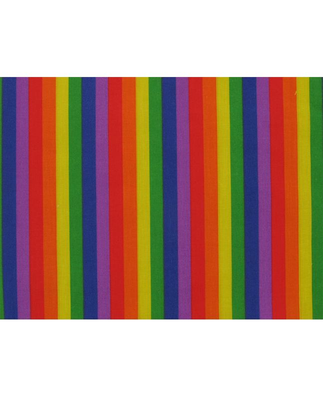 Bright Rainbow Stripe Polycotton Print, Half Inch Stripe