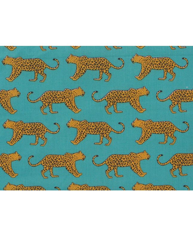 Bright Safari Cheetah Polycotton Print, Aqua