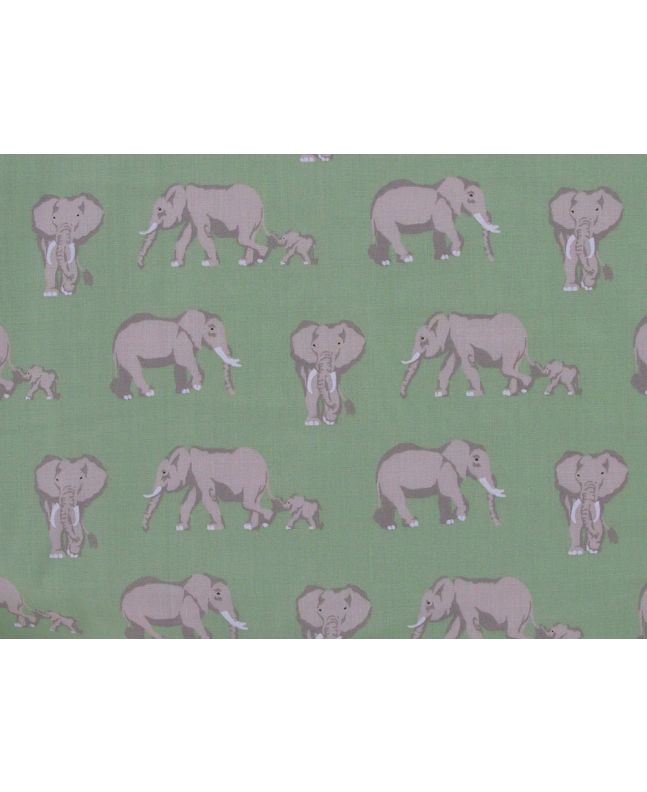 Bright Safari Elephant Polycotton, Mint