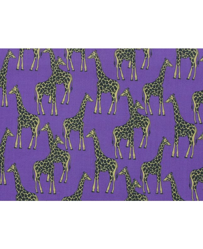 Bright Safari Giraffe Polycotton Print, Purple