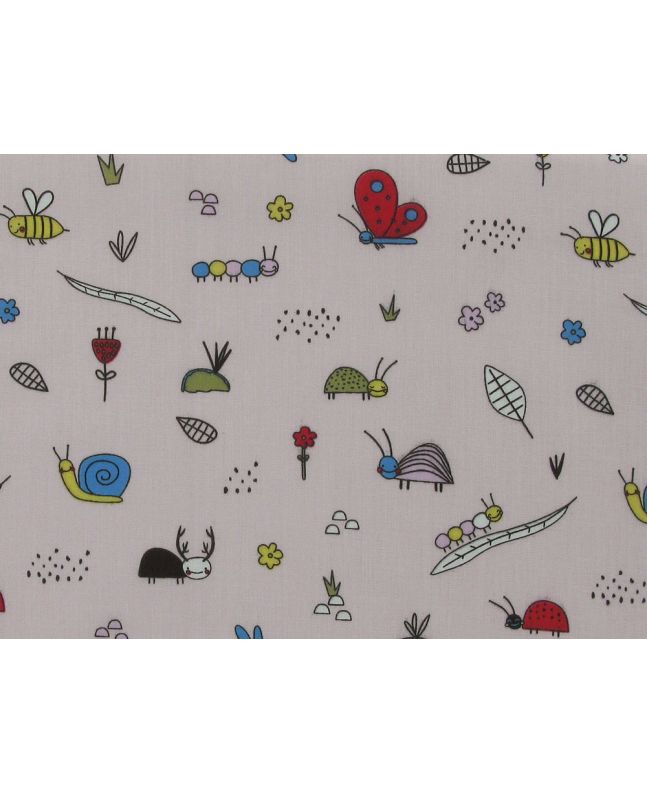 Bugs Life Polycotton Print, Baby Pink