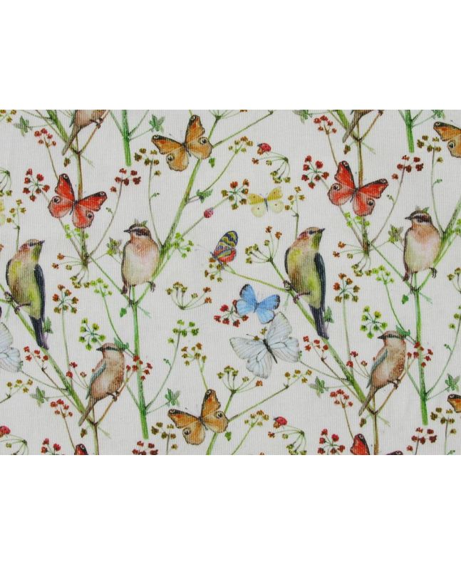 Butterflies and Birds Printed Cotton Needlecord