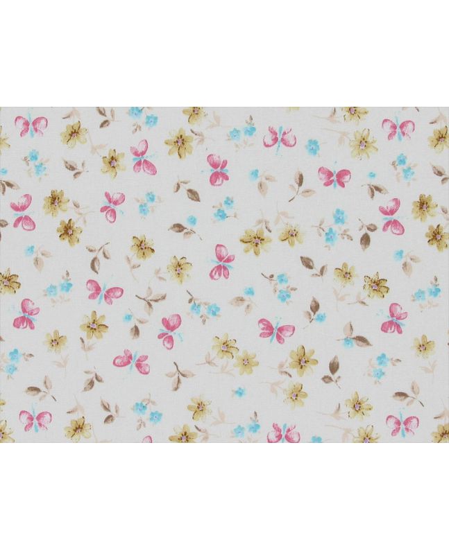 Butterfly Daisy Cotton Poplin Print, Ivory
