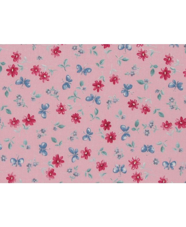 Butterfly Daisy Cotton Poplin Print, Pink