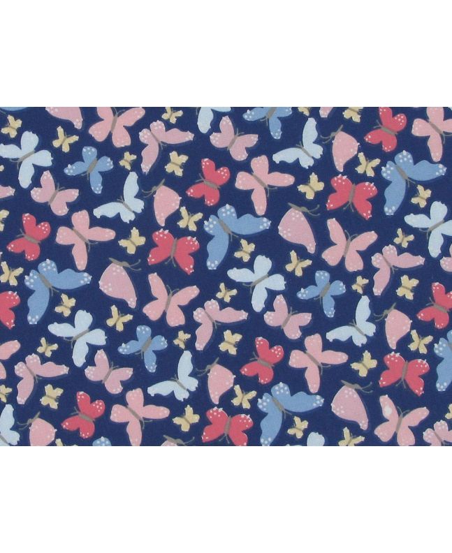 Butterfly Dance Polycotton Print, Navy