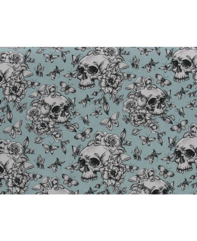 Butterfly Skulls Cotton Print